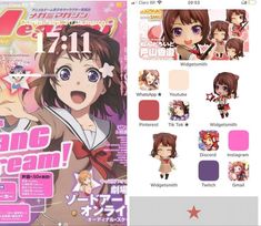 an anime character is shown on the cover of this magazine, and it's color scheme