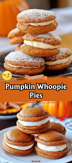 pumpkin whoopie pies stacked on top of each other