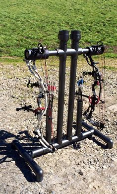 an outdoor archery set up on the ground