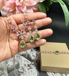 Peridot Green light Green mint Green Silver Wedding - Etsy Green Silver Wedding, Quince Bear, Silver Wedding Jewelry Set, Quinceañera Themes, Light Green Earrings, Green Quinceanera, Quinceanera Planning, Bridesmaids Gift Sets, Gifts Set