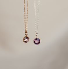 A decadent purple CZ stone to symbolise the June birthstone - Alexandrite. This luscious hued stone is not just a meaningful gift for the June babes but also can be gifted as a sign of hope and happiness. Gold Dainty Birthstone Necklace With Gemstone Accents, Dainty Gold Birthstone Necklace With Gemstone Accents, Dainty Birthstone Necklace With Round Stone, Dainty Rose Gold Jewelry With Round Stone, Elegant Amethyst Birthstone Necklace, Elegant Purple Round Pendant Necklace, Formal Rose Gold Amethyst Necklace, Elegant Amethyst Birthstone Necklace With Round Pendant, Rose Gold Birthstone Necklace With Gemstone