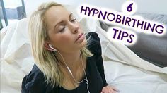 a woman laying on top of a bed with headphones in her ears and the words hypobriting tips