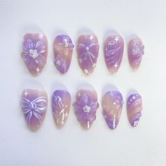 custom nails,long nails ,short nails ,long Coffin Nails,short Coffin Nails,long almond nails,short almond nails,Spring Nails,summer Nails,fall nails,fake nails,presson nails,kawaii nails,gyaru nails,glue on nails,false nails,cute nails,christmas nails,chrome nails,Stiletto Nail,Princess nails,Fairy Nails, Elegant nails,Trendy nails 🌸About the product  1.Each set include 10 nails of 100% handmade  2. Cuticle stick 3. Nail file 4. Jelly glue set 5. Packaging storage box 🌸Material: Acrylic 🌸How Short Almond Nails Purple, Almond Nails Purple, Purple Christmas Nails, 3d Floral Nails, Blooming Nails, Purple Press On Nails, Nails Bow, Nails Short Almond, Fairy Nails