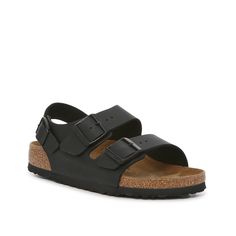 Birkenstock-Milano Sandal - Women's Summer adventures call for an casual shoe that will keep you comfortable. The Milano sandal from Birkenstock offers the support that you expect from the brand, now with a redesigned back strap to keep your shoes in place. Complete with a classic silhouette that matches with all your favorite ensembles. Casual Sport Sandals With Leather Footbed And Open Heel, Casual Open Heel Sandals With Textured Footbed, Casual Cushioned Slingback Footbed Sandals, Casual Footbed Sandals With Removable Insole, Casual Black Double Strap Slingback Sandals, Casual Sandals With Cork-bed Midsoles And Open Heel, Casual Slingback Sandals With Branded Insole And Round Toe, Casual Footbed Sandals With Rubber Sole And Open Heel, Casual Black Double Strap Footbed Sandals