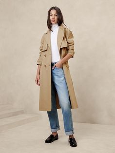 Timeless Trench Coat | Banana Republic Factory Timeless Coats For Women, Timeless Fall Outfits, Mountain Chic Fashion, French Trench Coat, Fall Trench Coat, Paris Fall Fashion, Campus Fashion, Casual Work Style, Women Trench Coat