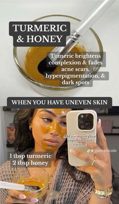 Black Skin Care Tips, Honey Face Mask For Glowing Skin, Turmeric Face Wash Recipe, Honey For Skin, Moisturizer For Combination Skin, Nontoxic Beauty, Turmeric And Honey, Diy Beauty Treatments