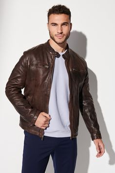 Opens a new tab Enjoy the attractive leather bags, a statement piece that is both stylish and functional. Have a look on our website for some of the most stunning leather bags, designed to perfection. Brown Leather Jacket Men, Brown Leather Jacket