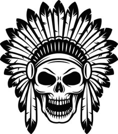 Indian Skull Tattoos, Art Vampire, Polynesian Tattoos, Indian Skull, Native American Warrior, Indian Headdress, Skulls Drawing, Shoulder Tattoos, Warrior Tattoo