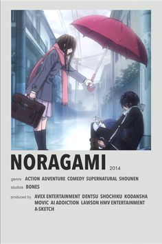 an advertisement for the movie noogami with two people holding umbrellas in front of them