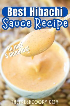 a spoon full of sauce with the words best hipachi sauce recipe