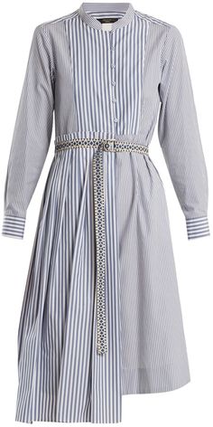 Max Mara Aerovia shirtdress Max Mara Weekend, Best Designer Dresses, Asymmetric Skirt, Embroidered Belt, Weekend Max Mara, Abayas Fashion, Womens Fashion For Work, Leather Slides