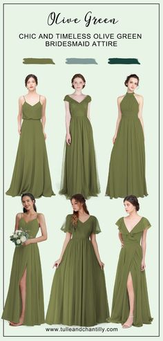 the bridesmaid's dresses are different colors and sizes