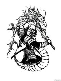 Dragon Tattoo Forearm, Samurai Tattoo Design, Japanese Dragon Tattoos, Warrior Tattoos, Dragon Sketch, Warrior Tattoo, Samurai Tattoo, Samurai Art