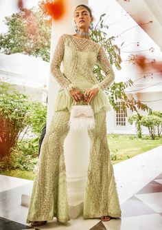 Lime cream kurta and sharara set Kurta And Sharara Set, Kurta And Sharara, Lime Cream, Stylish Tunic, Tonal Embroidery, Coord Set, Embroidered Dupatta, Pakistani Wedding Dresses, Sharara Set