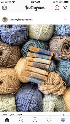 several skeins of yarn are displayed on the instagram page, and there is no image here to provide a caption for