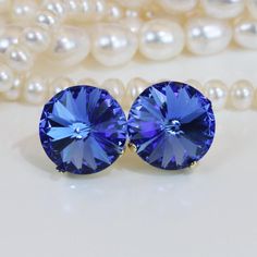 Sapphire Blue Stud Earrings Large Swarovski Royal Blue Post | Etsy Blue Round Crystal Earrings, Blue Round Crystal Earrings For Anniversary, Blue Birthstone Earrings For Wedding, Blue Round Crystal Earrings For Gift, Blue Round Crystal Earrings For Gifting, Blue Crystal Round Earrings For Gift, Blue Crystal Earrings For Gifts, Gift Blue Round Crystal Earrings, Sapphire Blue Weddings