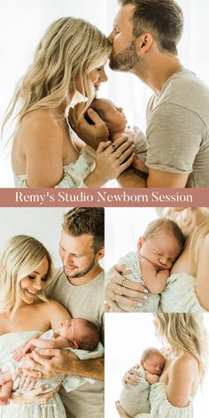 a man and woman holding a baby in their arms with the caption jenny's studio newborn session