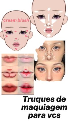 an advertisement with different types of makeup on the front and back of it, including lips