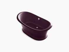 a purple bath tub sitting on top of a white floor