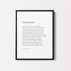 a framed print with the words oyymundas in black and white on it