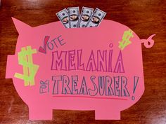 Poster For Treasurer, Posters For Treasurer, Treasurer Campaign Ideas, High School Student Council Posters, Poster Student Council