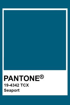 the pantone color is shown in blue and white