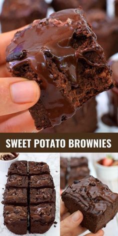 These vegan sweet potato brownies are fudgy, gooey, rich, chocolatey, and delicious! The recipe is plant-based, gluten-free, low in calories, healthy-ish, and easy to make. Enjoy with a low-fat chocolate spread! Vegan Sweet Potato Brownies, Deserturi Raw Vegan, Best Vegan Brownies, Brownie Vegan, Vegan Brownies Recipe, Dessert Oreo