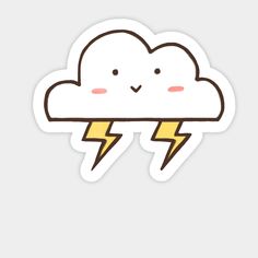 a sticker with a cloud and lightning