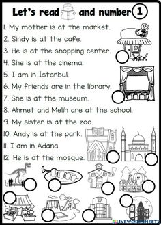 the worksheet for reading numbers 1 and 2