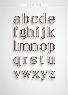 the upper and lowercase letters are cut out of paper, with some black ink on them