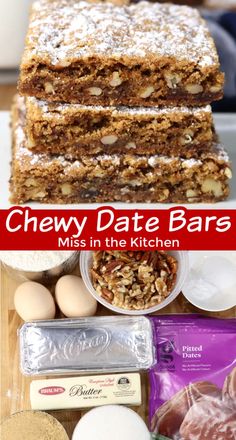 chewy date bars are made in the kitchen and ready to be eaten for breakfast