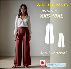 the wide leg pants are available in various colors and sizes, as well as an extra long