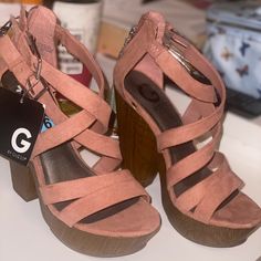 These Pair Of Wedges Were Purchased Without Being Used. They Are A Size 6m In Good Condition. Shoes Pink, Guess Shoes, Heels & Wedges, Womens Shoes Wedges, Being Used, Wedge Sandals, Wedges, Size 6, Women Shoes