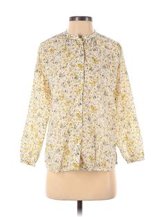 J.Crew 3/4 Sleeve Blouse Size: 2X-Small Tops - used. 100% COTTON, Floral | J.Crew 3/4 Sleeve Blouse: Yellow Floral Tops - Size 2X-Small Floral Print Shirt With 3/4 Sleeve For Spring, 3/4 Sleeve Shirt With Floral Print For Spring, Long Sleeve Shirt For Spring Daywear, Spring Relaxed Fit Long Sleeve Blouse, Relaxed Fit Long Sleeve Blouse For Spring, 3/4 Sleeve Shirt For Fall Daywear, Casual Blouse With 3/4 Sleeves For Daywear, Spring Daywear Tops With 3/4 Sleeves, Spring Workwear Blouse With 3/4 Sleeves