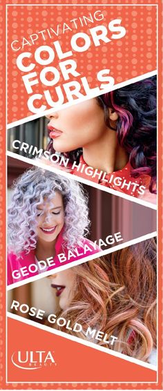 Curls + color = a style double threat! What hair hues are hot? Crimson Highlights, Geode Balayage and Rose Gold Melt. The Salon at Ulta Beauty is the destination to get these trending, runway-inspired looks. Make an appointment today. Touch Up Highlights, Salon Hair Color, Make An Appointment, Cool Hair Color, The Salon