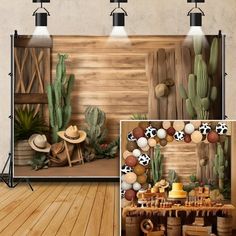 an image of a wooden room with cactus decorations