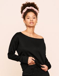 Think of your favorite crew neck—but with a way comfier neckline that adds the chicest of details. Reese’s long sleeves are so soft to the touch that you'll probably end up wearing this sweater like, everywhere you go—we can't even blame you. Black Top For Lounging In Fall, Chic Loungewear Tops With Ribbed Cuffs, Relaxed Fit Boat Neck Tops For Fall, Fall Scoop Neck Top For Loungewear, Fall Season Scoop Neck Top For Loungewear, Fall Loungewear Tops With Scoop Neck, Black Long Sleeve Top For Spring Loungewear, Black Long Sleeve Loungewear Top For Spring, Chic Long Sleeve Crew Neck Top For Loungewear