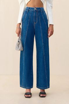 MEY JEAN - INDIGO – CULT GAIA Jeans With Belt, Drape Sleeves, Sandal Platform, Swimming Bag, Kick Flares, Cult Gaia, High Waisted Jeans, Kids Sandals, Best Jeans