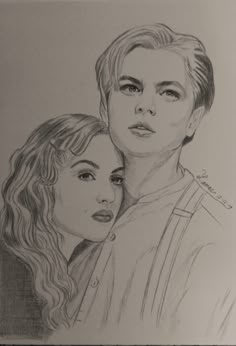 a pencil drawing of two people