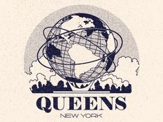 the logo for queens new york, which has an earth globe on top of it