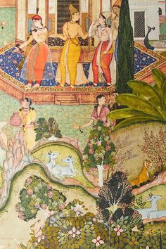 Mind The Gap Gardens of Jaipur Wallpaper | AnthroLiving Gardens Of Jaipur, Jaipur Wallpaper, Turkish Painting, Persian Miniatures, Opaque Watercolor, Mughal Miniature Paintings, Phad Painting, Sanjeev Kumar, Rajasthani Painting