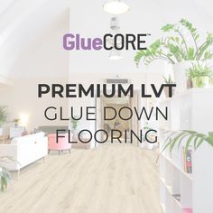 an image of a living room with furniture and plants in the background that says glue core