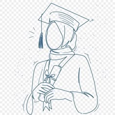 a drawing of a person wearing a graduation cap and holding a diploma in their hand