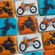 decorated cookies in the shape of motorbikes