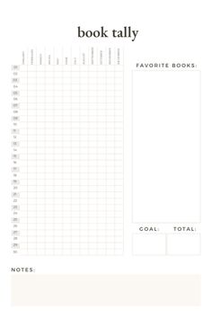 Book tally Book Tracker Template, Printable Book Tracker, Reading Journal Template, Book Goals, Aesthetic Journal Ideas, Reading Journals, Printable Tracker, Book Tracker, Tracker Template