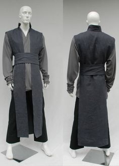 Textured Linen Reversible Surcoat and Gray Knit Tunic Jedi Costume Diy, Jedi Tunic, Star Wars Outfit, Jedi Outfit, Jedi Robe, Jedi Cosplay, Jedi Costume, Larp Costume, Star Wars Outfits