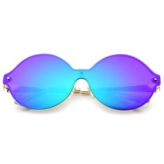 Oversize Round Color Mirror Shield Lens Metal Temple Rimless Sunglasses 69mm  #sunglass #frame #sunglasses #sunglassla #summer #cateye #clear #mirrored #womens #purple Novelty Sunglasses, Colored Mirror, Color Mirror, Visor Sunglasses, Sunglasses Oversized, Mirror Sunglasses, Sunglasses Round, Round Glasses, Rimless Sunglasses