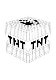 an image of a cube with the word tht on it in black and white