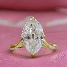 Antique 16X8 mm Old Mine Marquise Cut Moissanite Diamond Off Set On V Shape Band With Compass Prong, 14k Yellow Gold Engagement Ring, Gift Detail about stones Moissanite : ----------------------------- Stone Shape : Marquise Cut Stone Size : 16X8 mm Weight: 3.86 CT Color: Colorless Cut: Excellent Clarity: VVS ✎ This is all our photography. This listing's image is only reference image. If you give me order then I will make this jewelry looks like listing's image ✿ Place your custom order here ☛ h Types Of Diamond Cuts, Yellow Gold Engagement Ring, Yellow Gold Engagement, Gold Stone, Gold Engagement Ring, Precious Jewelry, Marquise Cut, Gold Engagement, Moissanite Diamonds