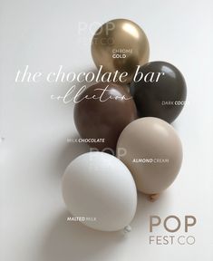 the chocolate bar balloons are all different colors